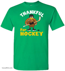 Thankful for Hockey Thanksgiving Shirt green