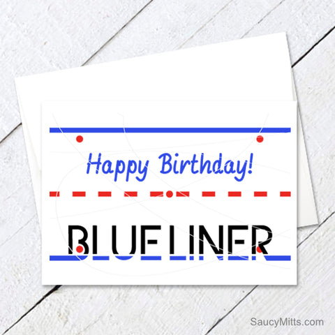 Hockey Birthday Card Blue Liner