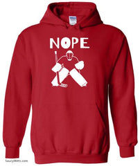Nope Hockey Goalie Hoodie red