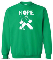 Nope Hockey Goalie sweatshirt green
