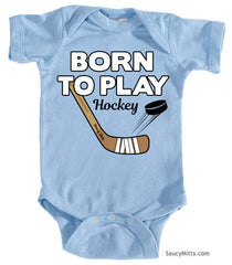 Born To Play Hockey Baby Bodysuit light blue