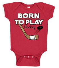 born to play hockey baby bodysuit red