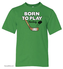 Born To Play Hockey Youth Shirt apple green