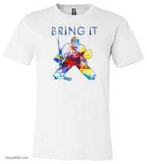 Bring It Hockey Goalie Watercolor Youth Shirt white