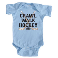crawl walk hockey infant bodysuit light blue