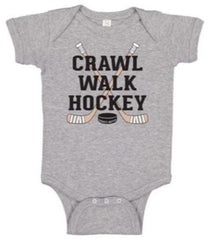 crawl walk hockey infant bodysuit heather gray