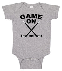 Game On Hockey Baby Bodysuit heather gray