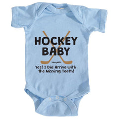 hockey baby missing teeth infant onesie light blue