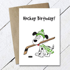 hockey birthday dog card