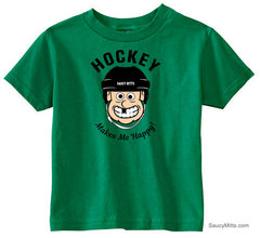 Hockey Makes Me Happy Toddler Shirt kelly green