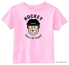 Hockey Makes Me Happy Toddler Shirt pink
