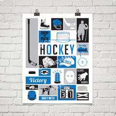 my game hockey poster print blue