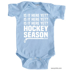 Hockey Season Is It Here Yet Infant Bodysuit light blue