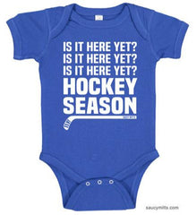 Hockey Season Is It Here Yet Infant Bodysuit royal blue