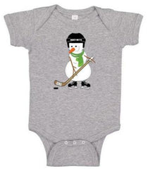Hockey Snowman Infant Bodysuit heather gray