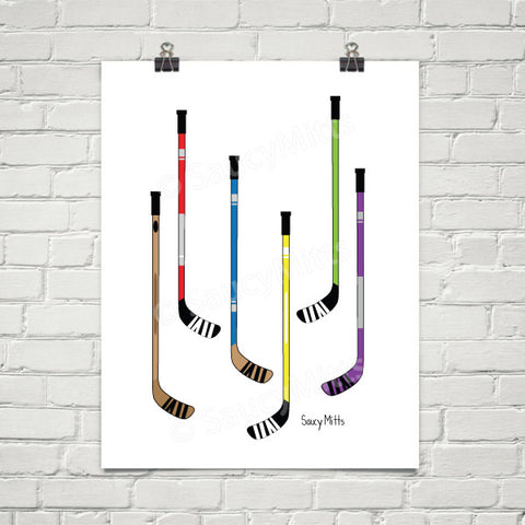 Colorful Hockey Sticks Hockey Poster