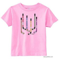 Colorful Hockey Sticks Toddler Shirt girls light pink
