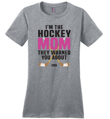 hockey mom they warned you about shirt heather grey with pink
