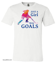 Just a Girl with Goals Hockey Shirt white
