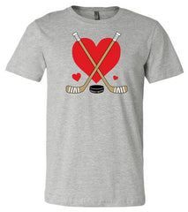 Girls Love Heart Hockey Shirt heather gray