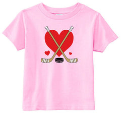 Love Heart Hockey Sticks Toddler Shirt pink