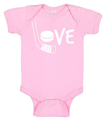 Love Hockey Baby Bodysuit pink