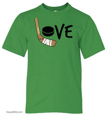 Girls Love Hockey Shirt - Color green apple