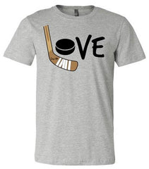 Girls Love Hockey Shirt - Color heather gray