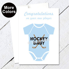 congratulations new hockey baby card blue