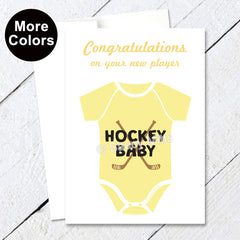 congratulations new hockey baby card yellow