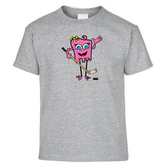 pink hockey monster girls shirt heather gray