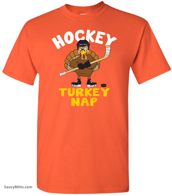 Hockey Turkey Nap Thanksgiving Shirt orange