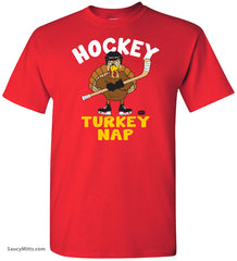 Hockey Turkey Nap Thanksgiving Shirt red