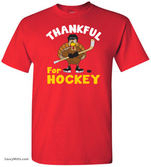 Thankful for Hockey Thanksgiving Shirt red