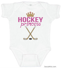 hockey princess baby bodysuit white