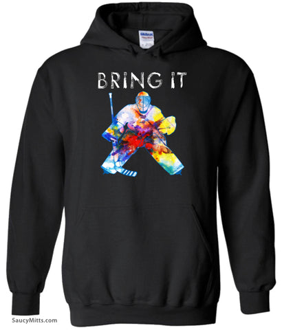 Bring It Hockey Goalie Watercolor Hoodie