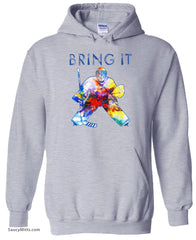 Bring It Hockey Goalie Watercolor Hoodie heather gray