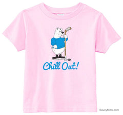 Chill Out Hockey Polar Bear Toddler Shirt pink