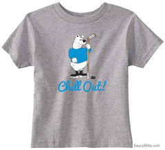 Chill Out Hockey Polar Bear Toddler Shirt heather gray