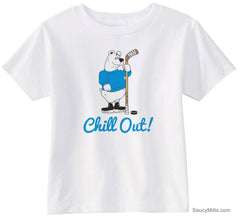 Chill Out Hockey Polar Bear Toddler Shirt white