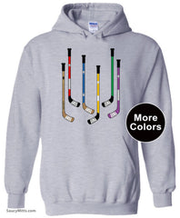 Colorful Hockey Sticks Hoodie heather gray