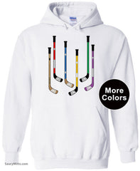 Colorful Hockey Sticks Hoodie white