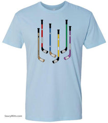 Colorful Hockey Sticks Shirt light blue