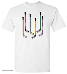 Colorful Hockey Sticks Shirt white