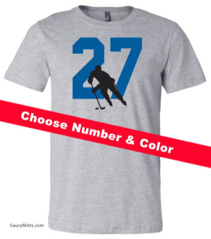 Custom Hockey Number Youth Shirt heather gray