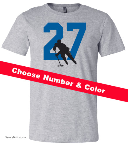 Custom hockey Number and color Hockey Shirt heather gray