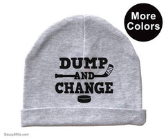 Dump and Change Hockey Baby Beanie heather gray hat