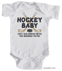 Hockey Baby Missing Teeth Bodysuit white