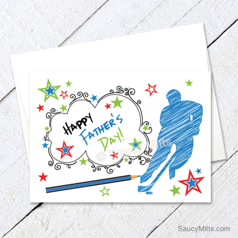 Hockey Fathers Day Card Scribble Sketch