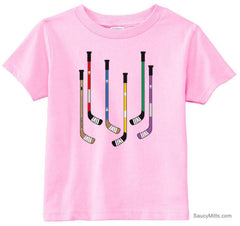 Colorful Hockey Sticks Toddler Shirt pink